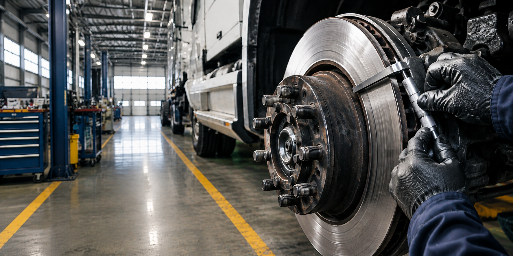 Brake rotor inspection on a Hino 258